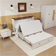 Pemberly Row Queen Murphy Bed with Storage Drawer in White-Included Mattress