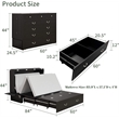 Pemberly Row Queen Murphy Bed with Chest & Built-in Charger Black-With Mattress