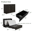 Pemberly Row Queen Wood Murphy Bed whit Chest with Built-in Charger Black
