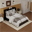 Pemberly Row Queen Wood Murphy Bed whit Chest with Built-in Charger Black