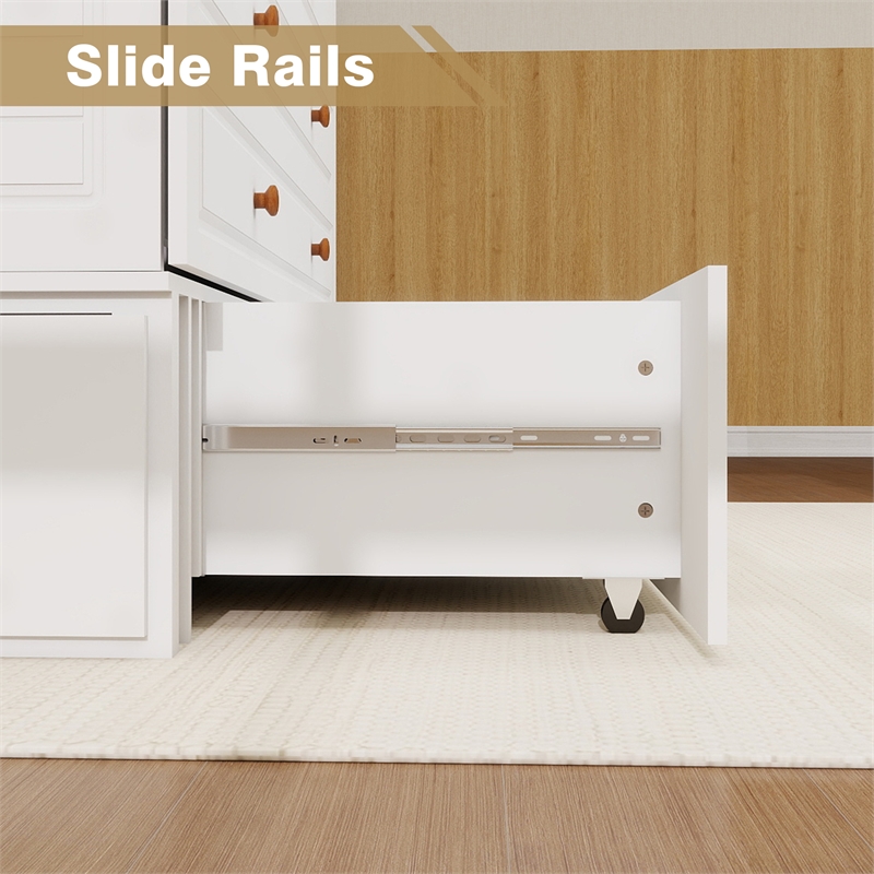 Pemberly Row Wood Queen Murphy Bed with Storage Drawer in White