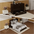 Pemberly Row Black Walnut Queen Murphy Bed with Drawers Mobile Cabinet Chest