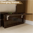 Pemberly Row Black Walnut Queen Murphy Bed with Drawers Mobile Cabinet Chest