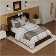 Pemberly Row Black Walnut Queen Murphy Bed with Drawers Mobile Cabinet Chest