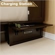 Pemberly Row Solid Wood Murphy Bed with 2 USB&Charging Ports in Brownish Black