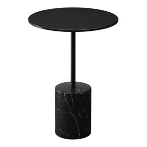 Pemberly Row 12.6&quot Mid-Century Marble and Metal Side Table in Black