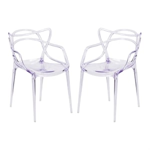 Pemberly Row 18&quot Mid-Century Plastic Dining Chairs in White (Set of 2)