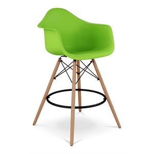 Pemberly Row Contemporary 28&quot Plastic Counter Stool with Arms in Green