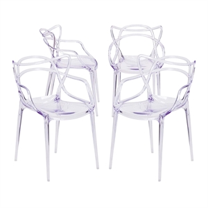 Pemberly Row 18&quot Mid-Century Plastic Dining Chairs in Clear (Set of 4)