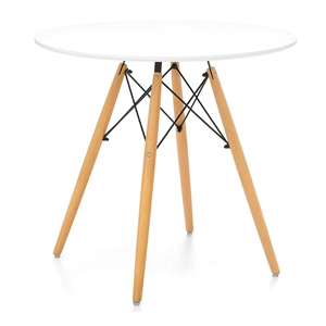Pemberly Row 30&quot Round Mid-Century Wood Dining Table in White