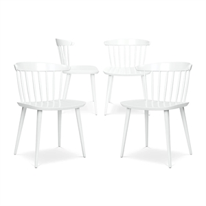 Pemberly Row 17&quot Mid-Century Plastic Dining Chairs in White (Set of 4)