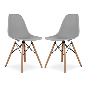 Pemberly Row 17.5&quot Plastic and Wood Dining Chairs in Gray (Set of 2)