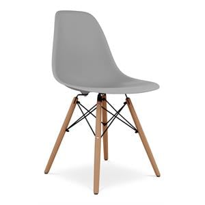 Pemberly Row 17.5&quot Plastic and Beech Wood Dining Chair in Gray