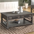 Pemberly Row Contemporary Wood Cocktail Table in Smokey Gray Finish