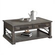 Pemberly Row Contemporary Wood Cocktail Table in Smokey Gray Finish