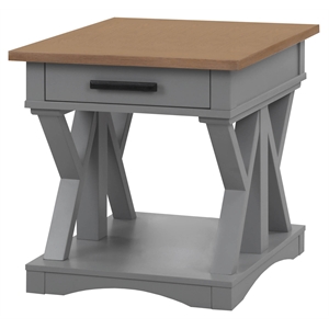 Pemberly Row Contemporary Wood End Table in Dove Gray Finish