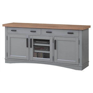 Pemberly Row Contemporary 63&quot Traditional Wood TV Console in Gray