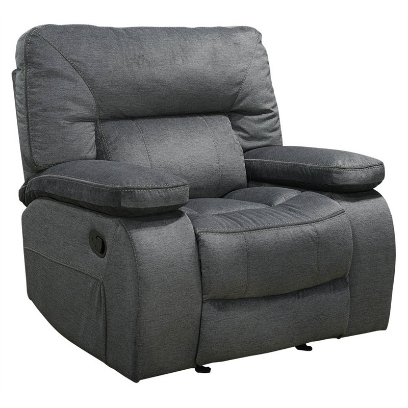 Pemberly Row Contemporary Polyester Manual Glider Recliner in Gray
