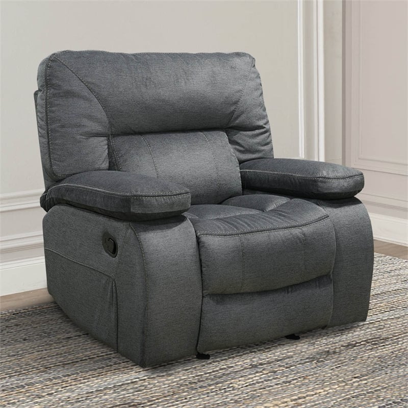 Pemberly Row Contemporary Polyester Manual Glider Recliner in Gray