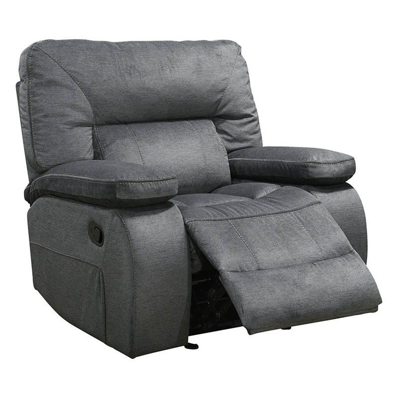 Pemberly Row Contemporary Polyester Manual Glider Recliner in Gray