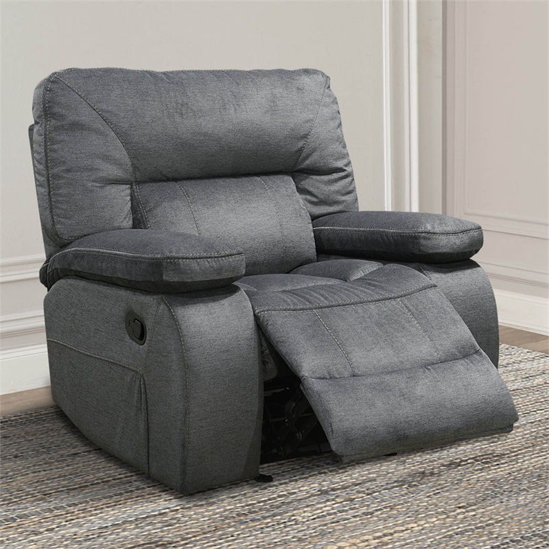 Pemberly Row Contemporary Polyester Manual Glider Recliner in Gray