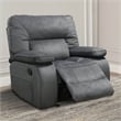 Pemberly Row Contemporary Polyester Manual Glider Recliner in Gray