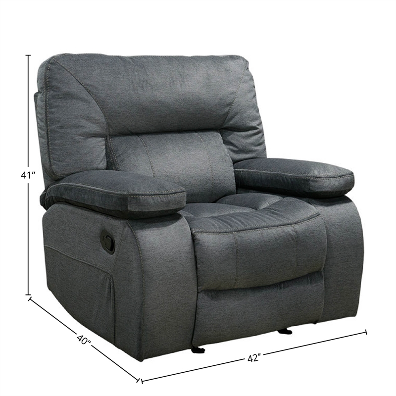 Pemberly Row Contemporary Polyester Manual Glider Recliner in Gray