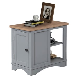 Pemberly Row Traditional Wood Chairside Table in Gray Finish