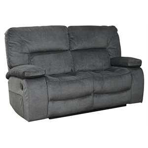 Pemberly Row Transitional Polyester Manual Loveseat in Gray Finish