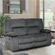 Pemberly Row Transitional Polyester Manual Loveseat in Gray Finish