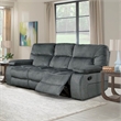Pemberly Row Contemporary Polyester Manual Triple Reclining Sofa in Gray
