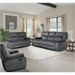 Pemberly Row Contemporary Polyester Manual Triple Reclining Sofa in Gray