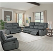 Pemberly Row Contemporary Polyester Manual Triple Reclining Sofa in Gray