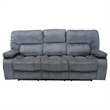 Pemberly Row Contemporary Polyester Manual Triple Reclining Sofa in Gray