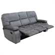 Pemberly Row Contemporary Polyester Manual Triple Reclining Sofa in Gray