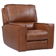 Pemberly Row Contemporary Leather Power Recliner in Saddle Brown