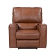 Pemberly Row Contemporary Leather Power Recliner in Saddle Brown