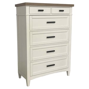 Pemberly Row Contemporary 40&quotW Bedroom 6 Drawer Chest in White