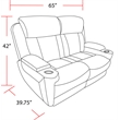 Pemberly Row Contemporary Fabric Power Loveseat in Fossil Beige