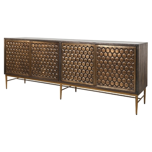 Pemberly Row Contemporary 80&quot Wood Console 2 Door in Brown Finish