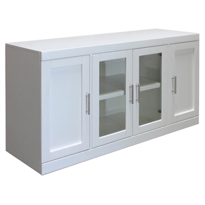 Pemberly Row Contemporary 56&quotW 4 Door Wood TV Console in White Finish