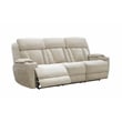 Pemberly Row Contemporary Fabric Power Console Sofa in Fossil Beige