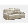 Pemberly Row Contemporary Fabric Power Console Sofa in Fossil Beige