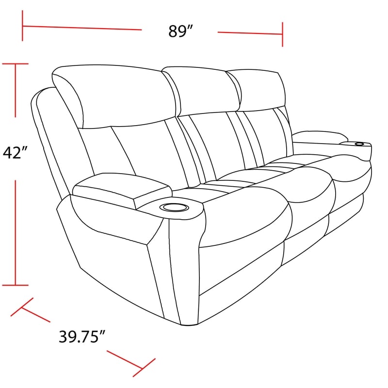 Pemberly Row Contemporary Fabric Power Console Sofa in Fossil Beige