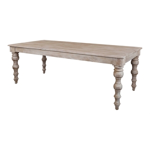 Pemberly Row Contemporary Rectangular Wood Dining Table in Off White