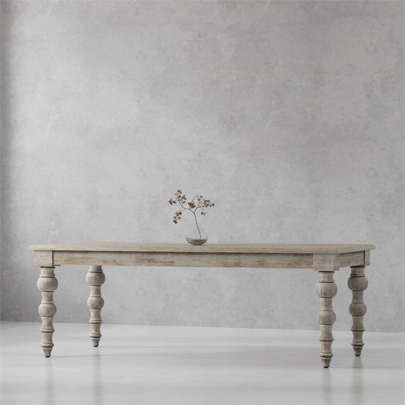 Pemberly Row Contemporary Rectangular Wood Dining Table in Off White