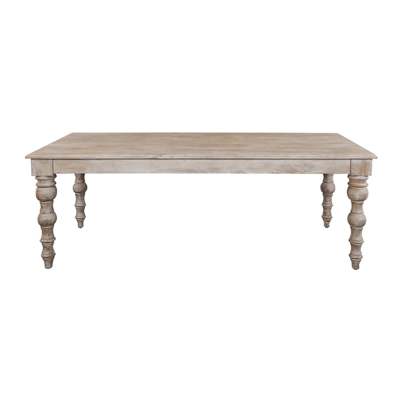 Pemberly Row Contemporary Rectangular Wood Dining Table in Off White