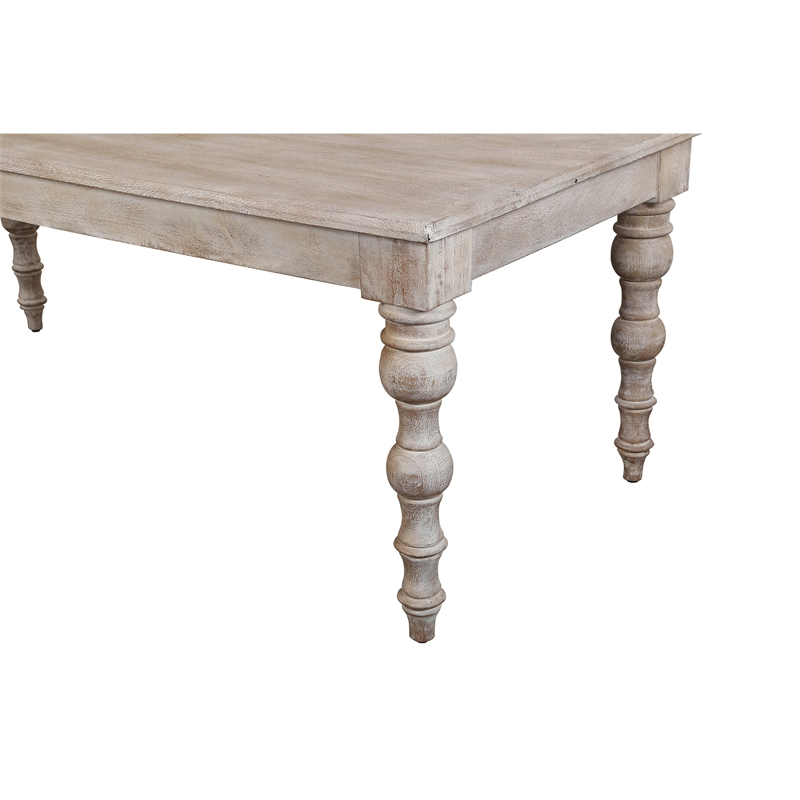 Pemberly Row Contemporary Rectangular Wood Dining Table in Off White