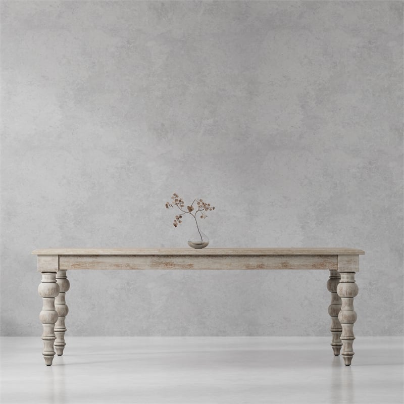 Pemberly Row Contemporary Rectangular Wood Dining Table in Off White