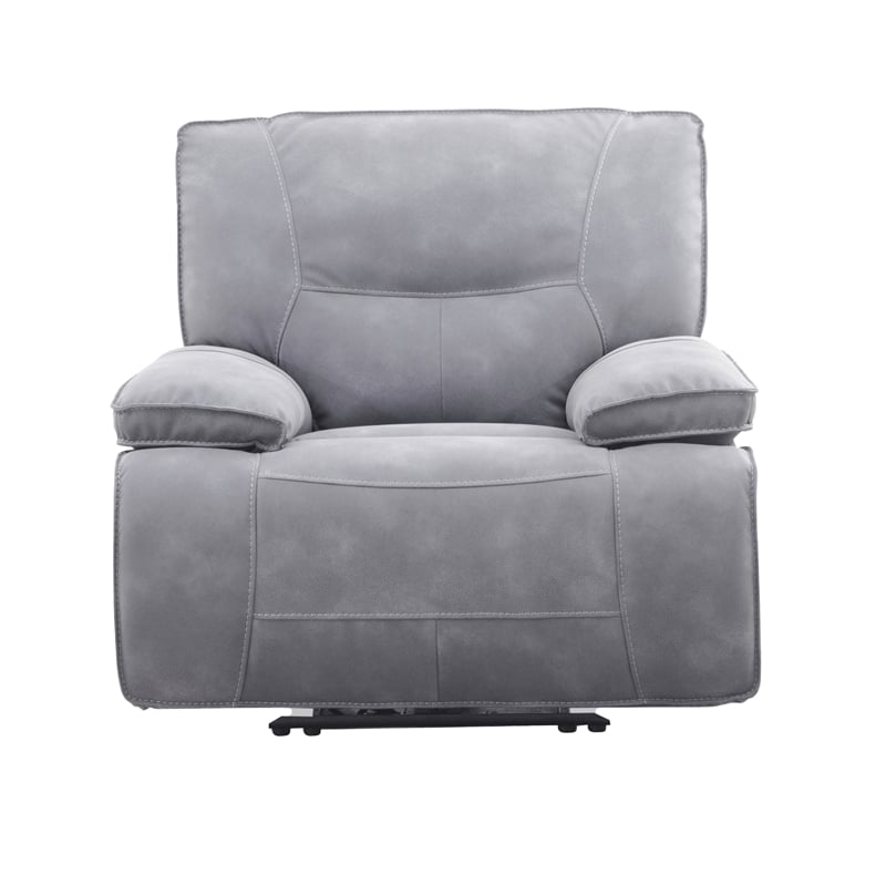 Pemberly Row Contemporary Fabric Power Zero Gravity Recliner in Gray